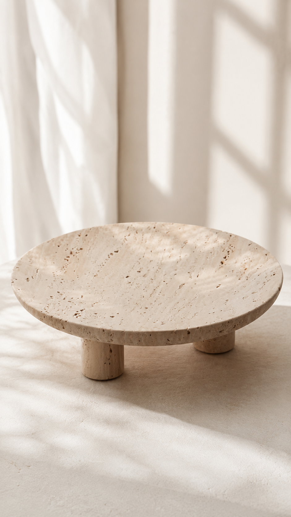 The Tivoli Travertine Pedestal Bowl | Decorative Stone Accent