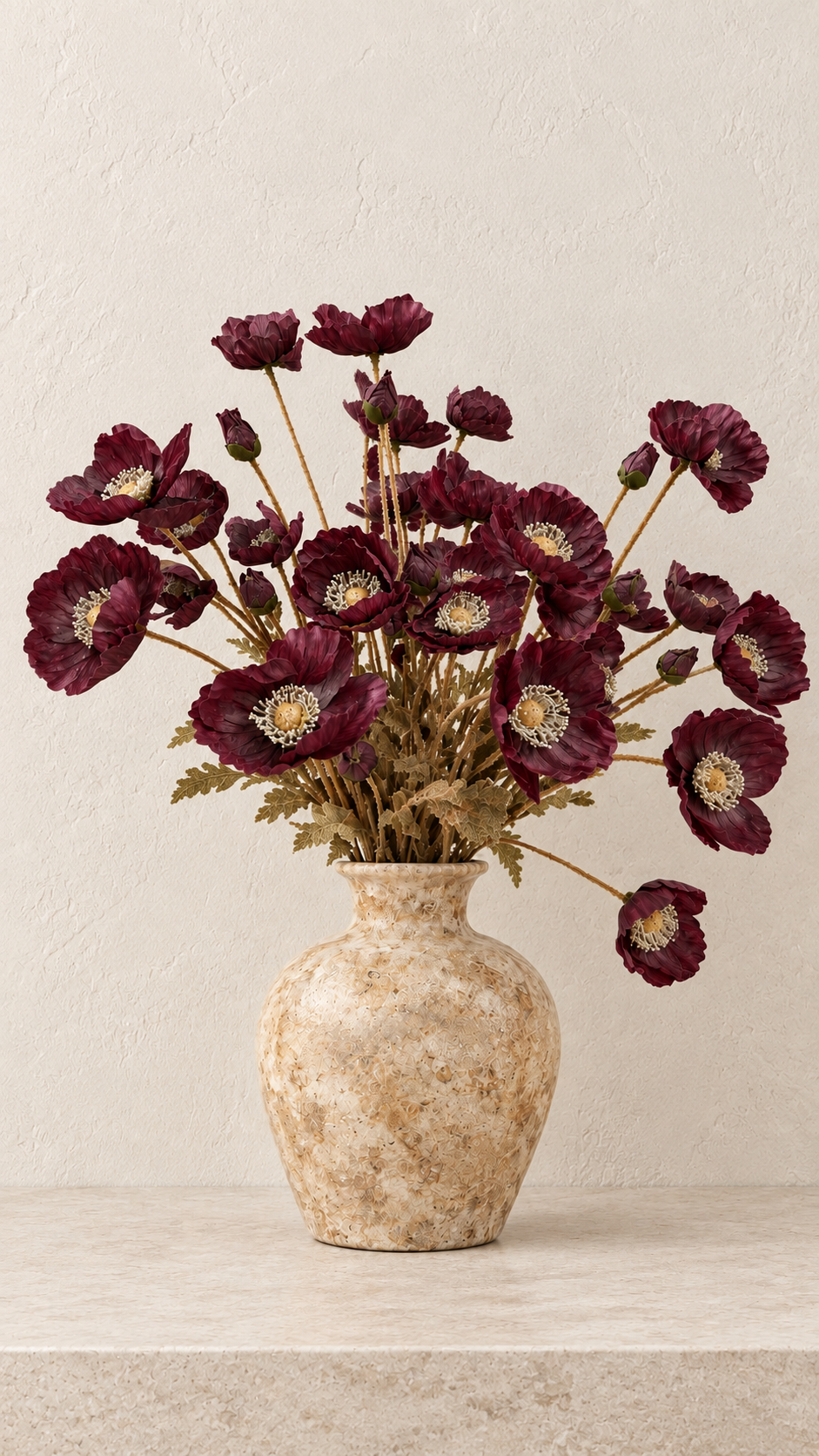 The Bordeaux Poppy Arrangement | Decorative Faux Floral Bouquet
