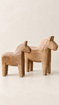 Rustic Carved Wooden Horses — Set of 2