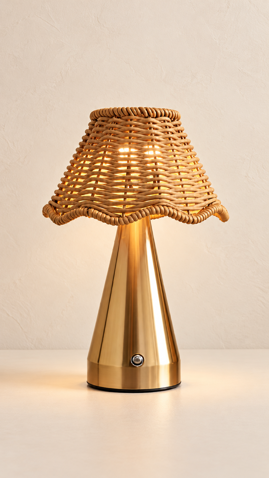 The Capri Scallop Table Lamp | Woven Shade & Brass Finish