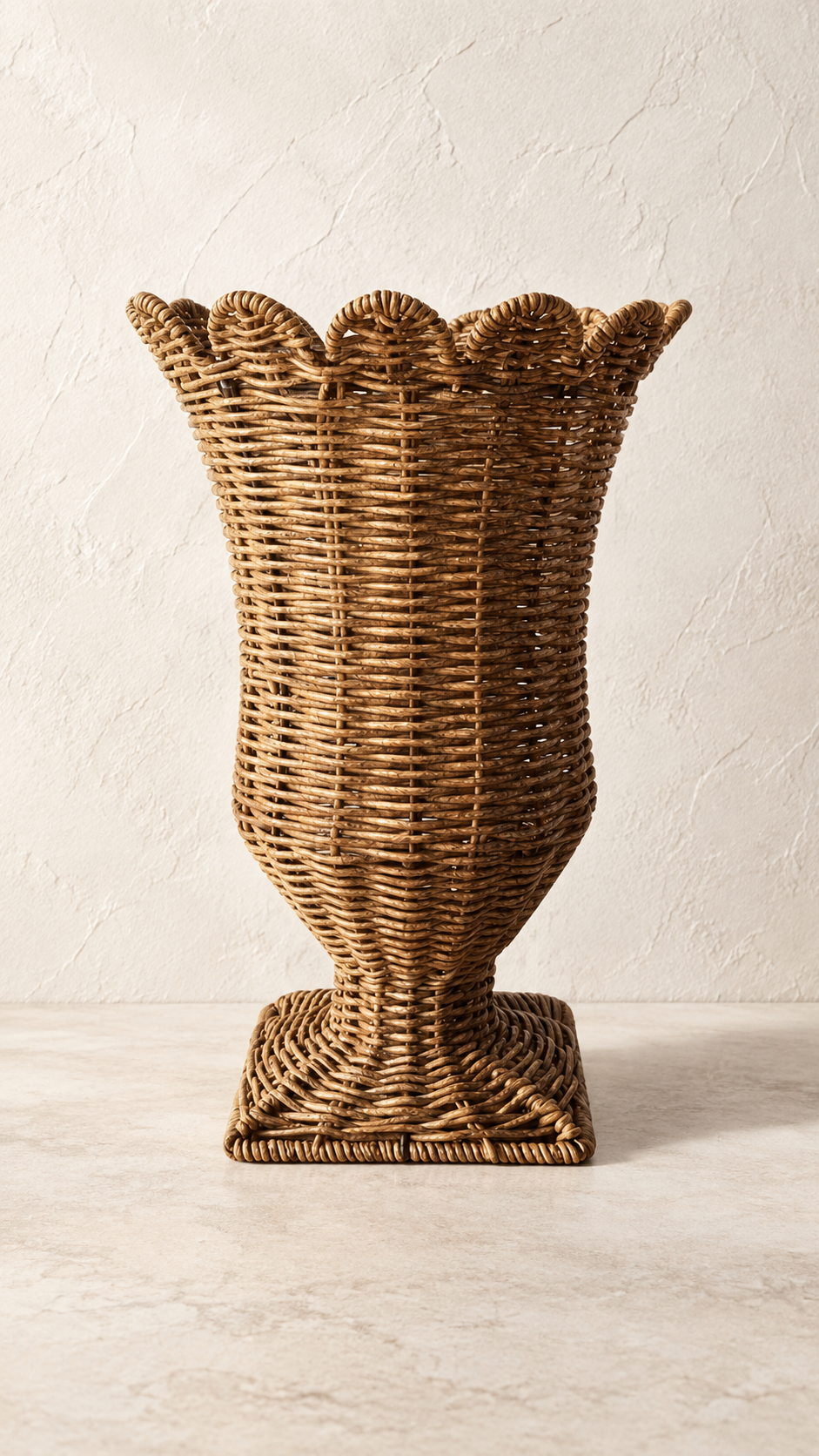 The Siena Scalloped Rattan Urn | Woven Decorative Vase