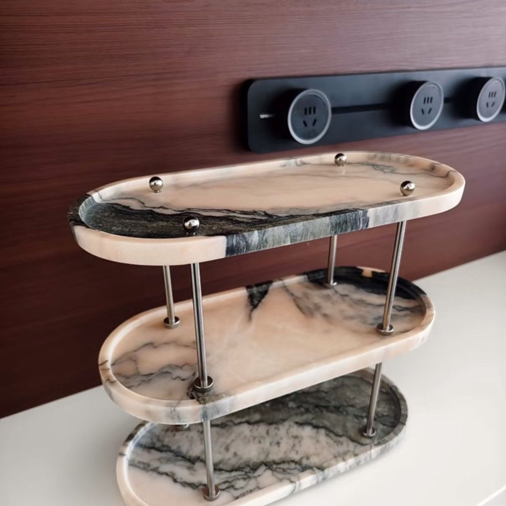 The Carrara Three-Tier Marble Display Stand
