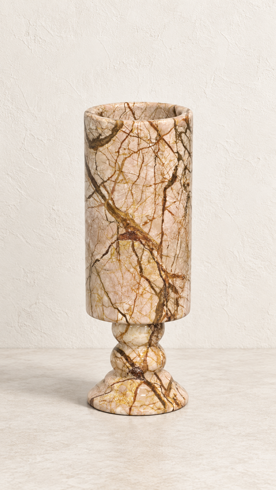 The Aurelia Marble Pedestal Vase | Natural Stone Statement Vase