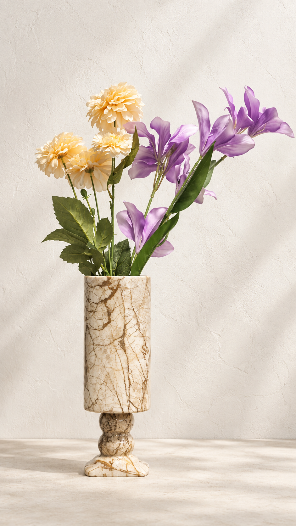 The Aurelia Marble Pedestal Vase | Natural Stone Statement Vase