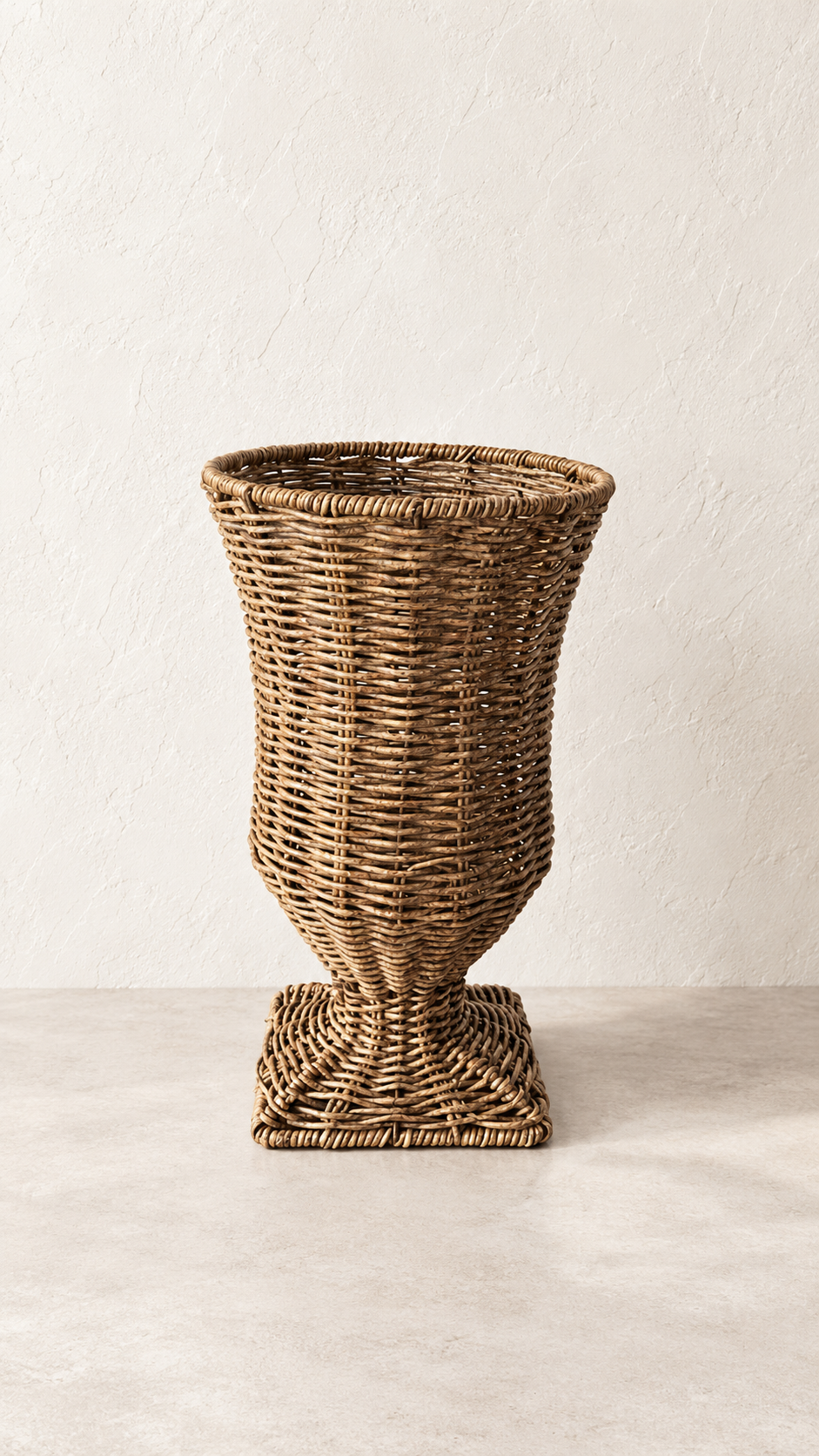 The Verona Woven Pedestal Vase | Rattan Decorative Urn