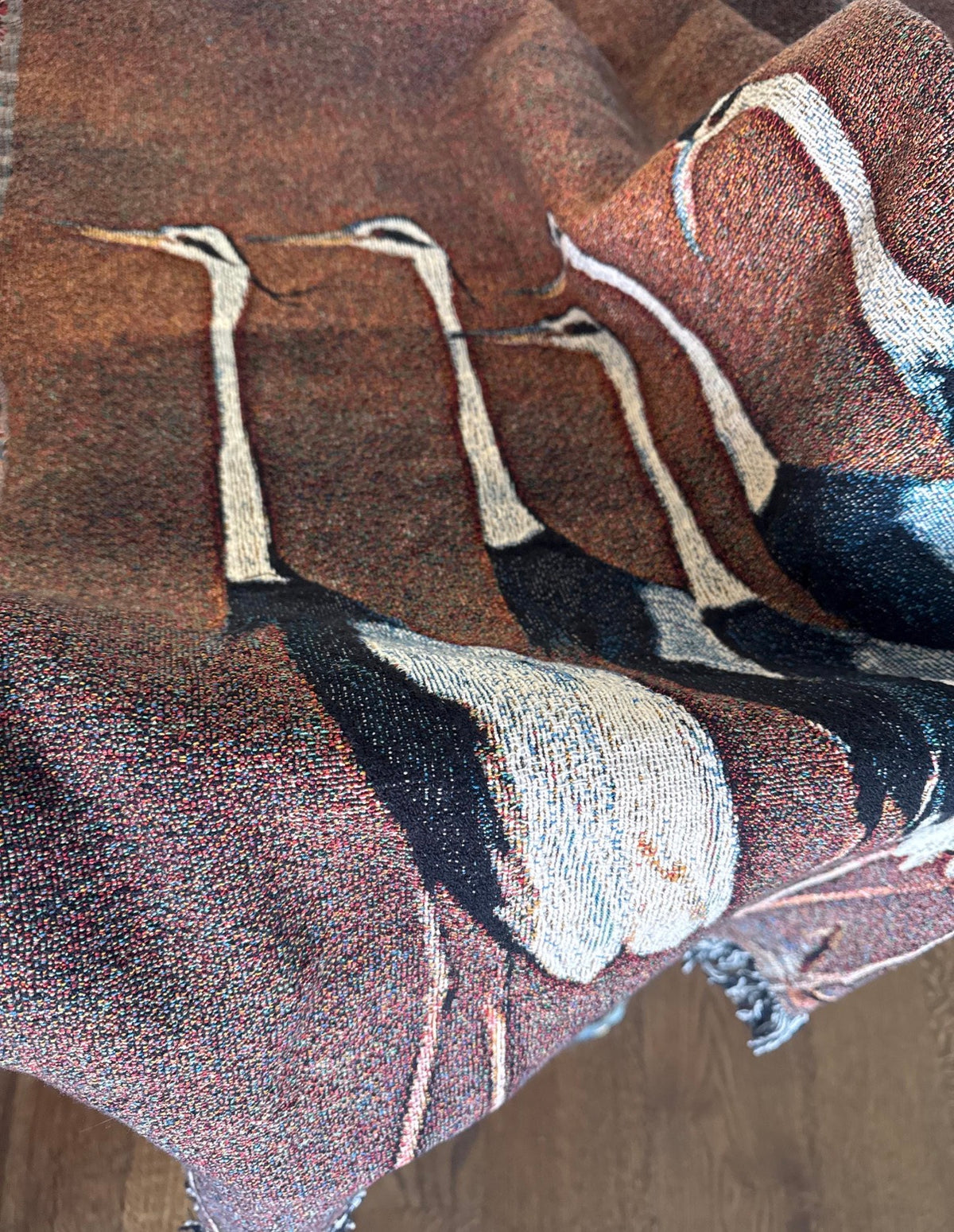 The Kyoto Crane Throw | Woven Decorative Blanket