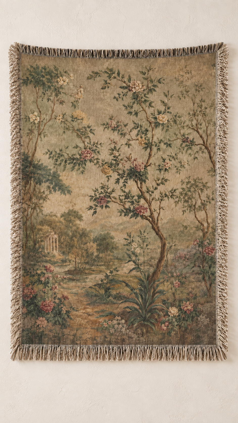 English Garden Floral Tapestry Wall Hanging