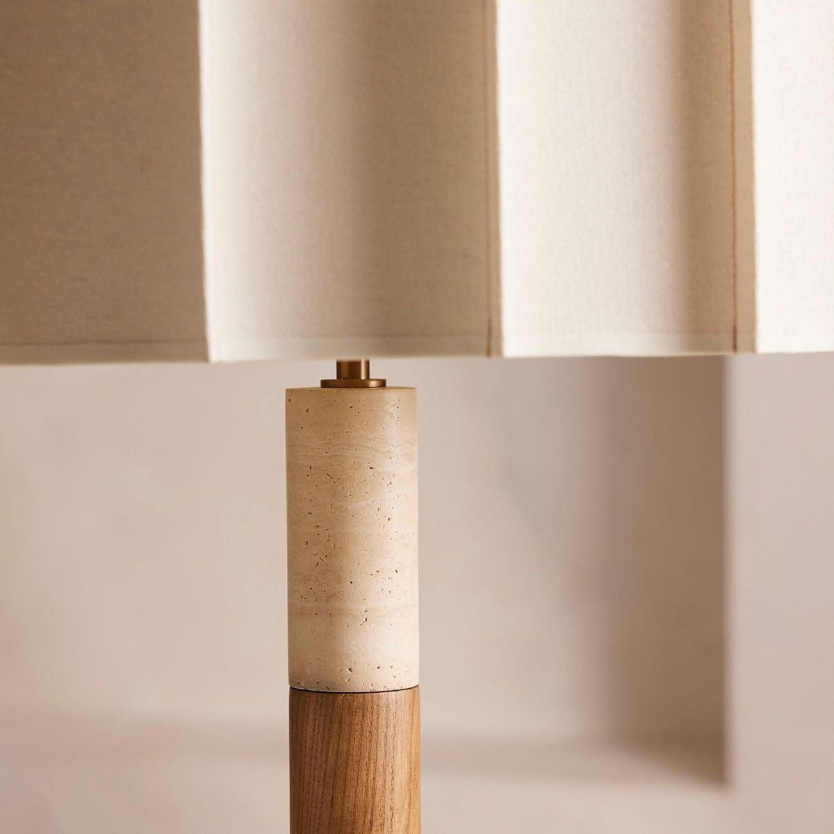 The Solene Travertine & Wood Table Lamp