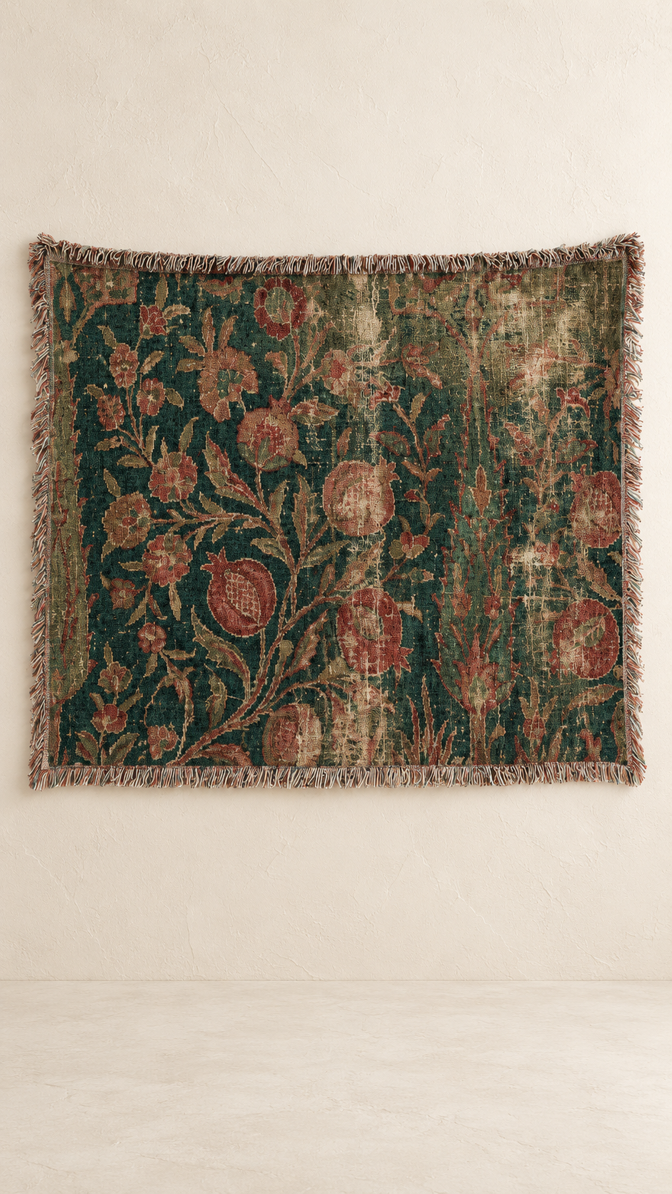 Antique Floral Pomegranate Botanical Jacquard Woven